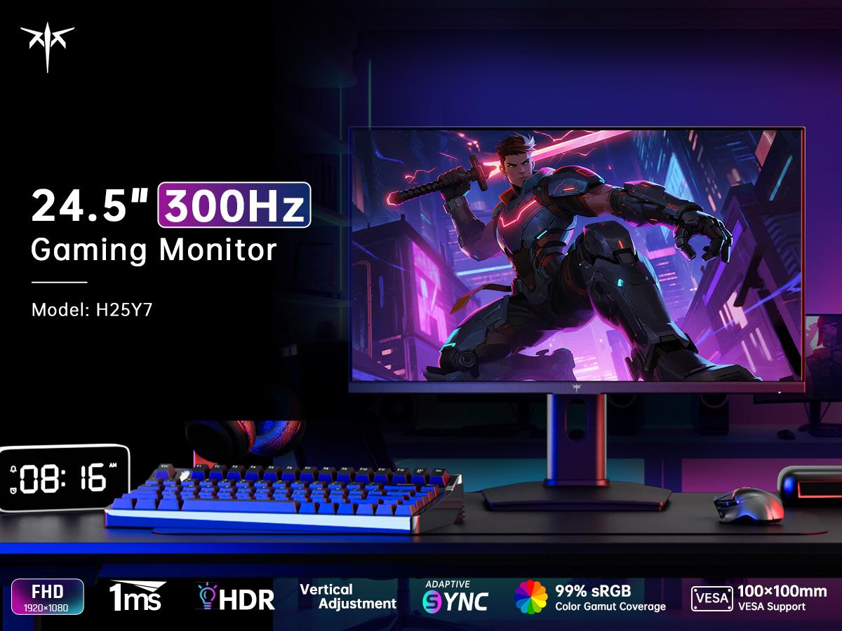 KTC 24.5" FHD IPS Native 300Hz(OC 320Hz), 240Hz 1ms Vertical Gaming Monitor, 1920*1080P Monitor With Height-adjustable Stand, H25Y7