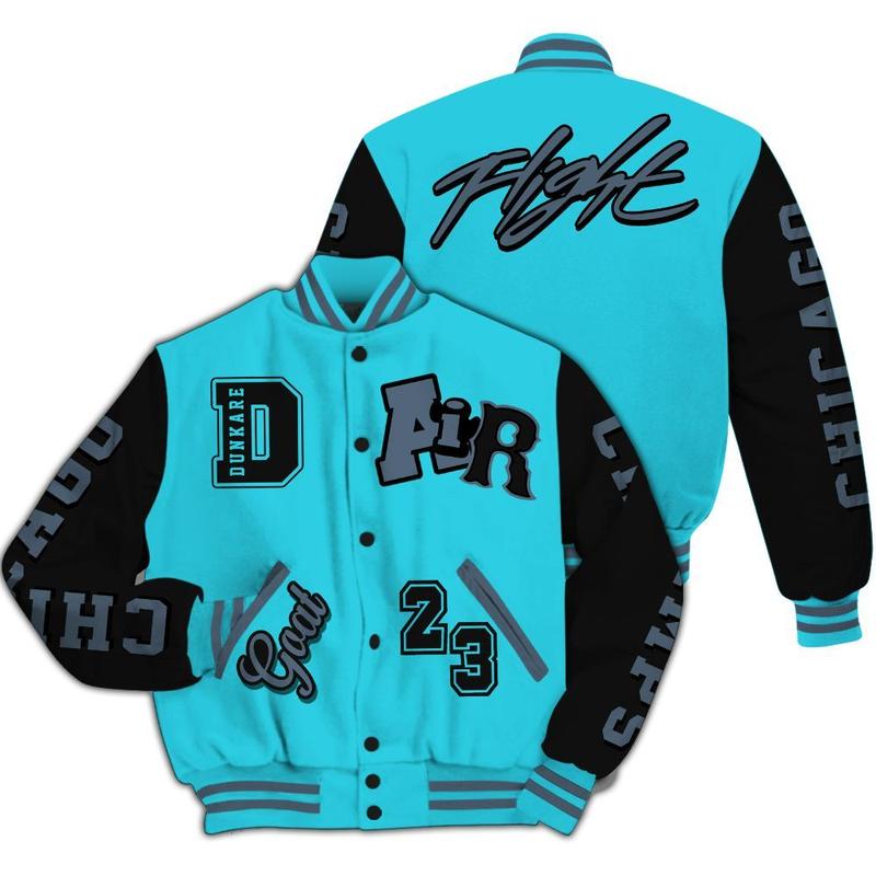 Varsity Jacket To Match Retro Gamma Blue 11s AIR Number 23 GOAT All Over Print High-Grade Polyester Knit Fabric Snap Closure Elastic Details Side Seam Pockets