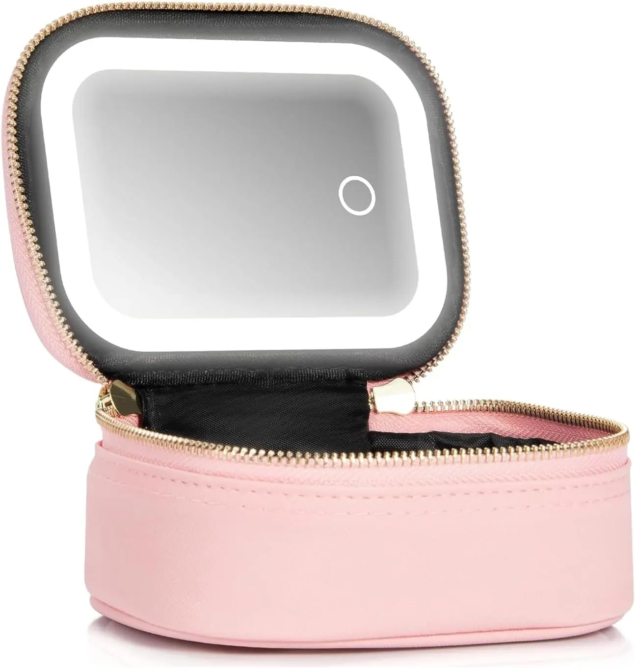Mini Makeup Bag with Led Mirror, Small Travel Make up Bag 3 Light Modes Adjustable Brightness, for Women Organizer Cosmetic Bag, Portable Travel Train Toiletry Bag, for Pool Parties Work Touch-Ups beauty case joli grace valentine day Vanity