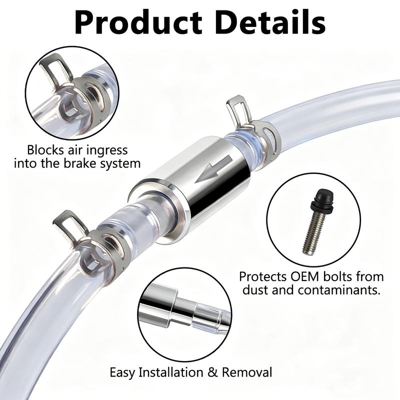 DABATR Brake Bleeder Kit,Brake Fluid Bleeder Kit Includes 2PCS Brake Bleeder Hose,2PCS One Way Check Valve,Universal Break Bleeder Kit Car Accessories for Car Motorbike Bike