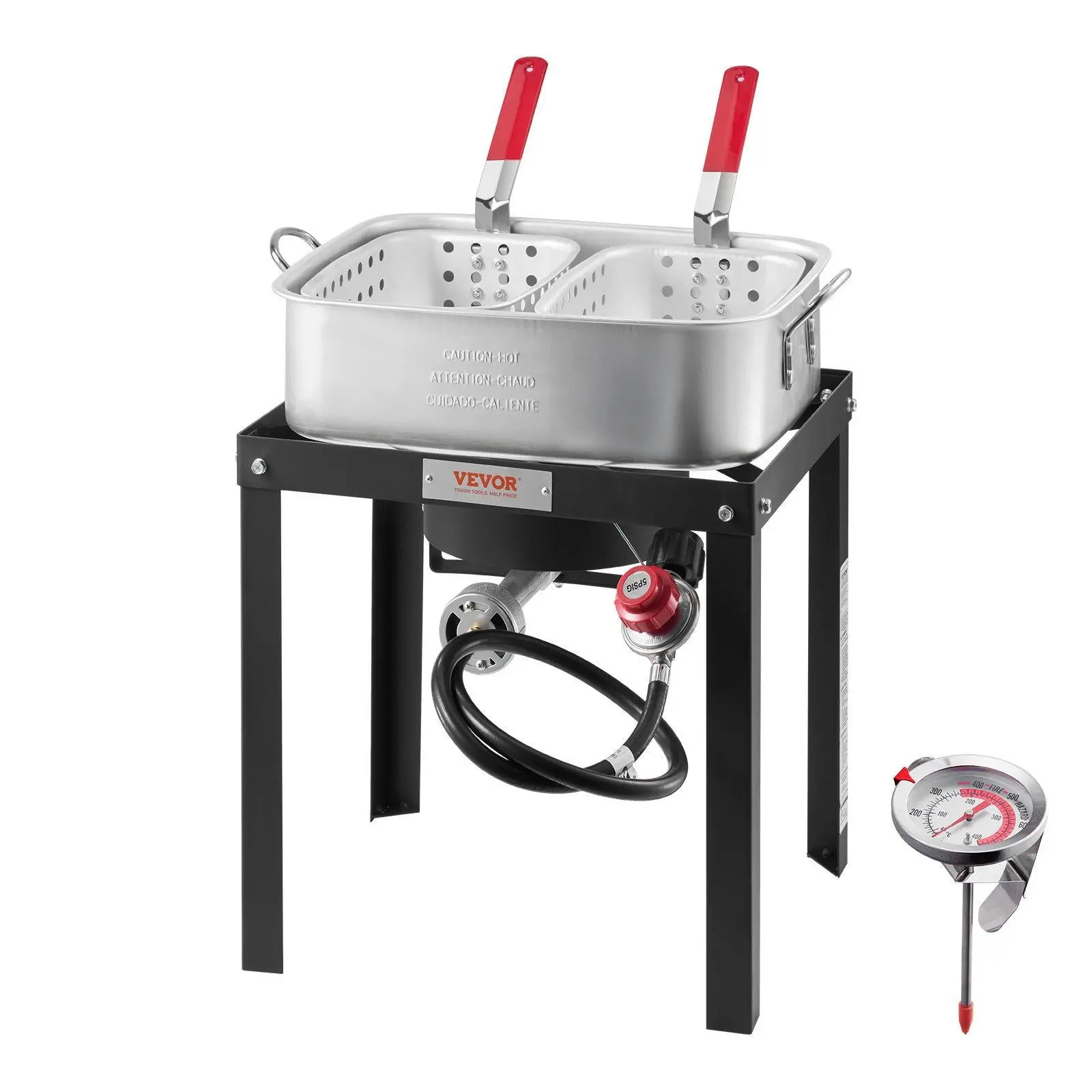 【SummerFinds】18 Qt Food-Grade Aluminum Gas-Powered Deep Fryer Kit with Dual Basket, Pressure Relief Valve & Food-Grade Pot for Fry Wings & Fish, Christmas Parties