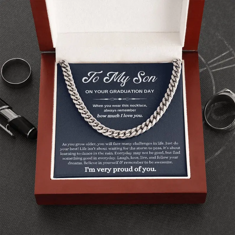 To My Son, Graduation Gift from Mom & Dad, Son Graduation, Necklace Gift for Son, Chain Necklace, Graduation Gifts Ideas for Son
