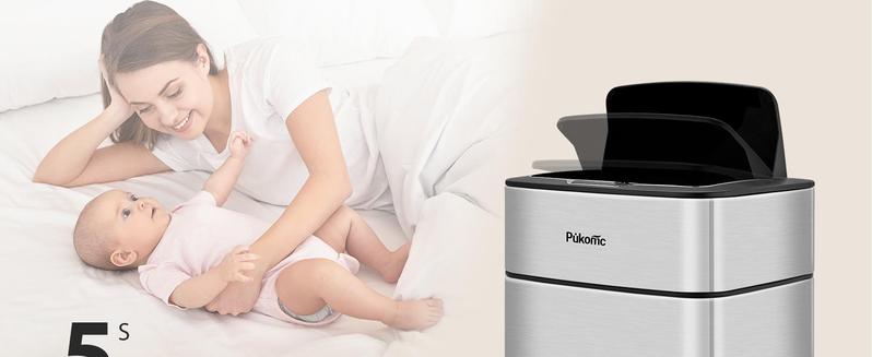 Pukomc 2.7Gal Smart Sensor Trashcan – Auto-Open Stainless Steel Household Bin for Kitchen, Bath & Office