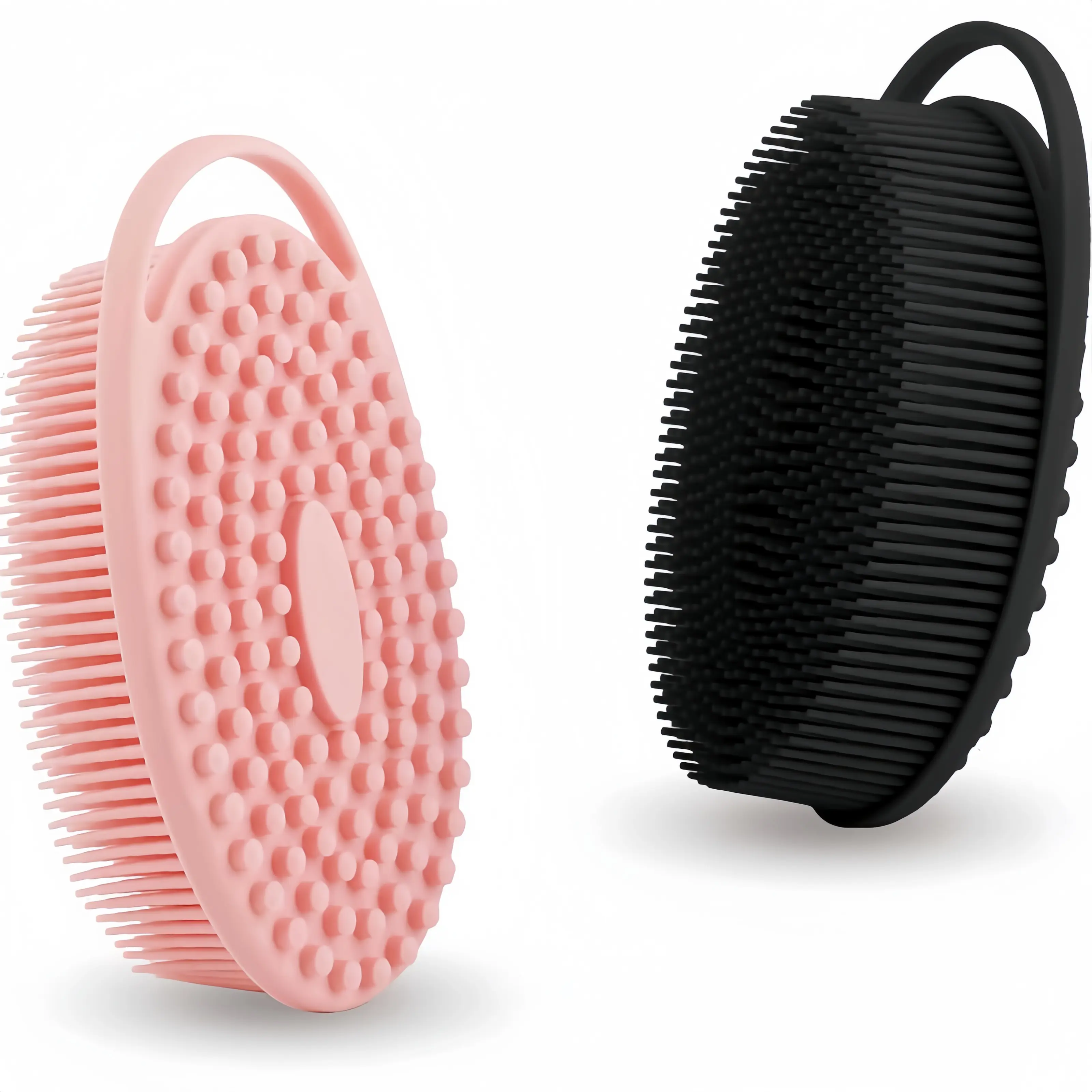 Soft Silicone Body Scrubber Silicone Body Shower, Silicone Loofah 2 in 1 Bath and Shampoo Brush, Body Scrubber Shower Cleaning Exfoliating Use for Sensitive Skin, Lather Well