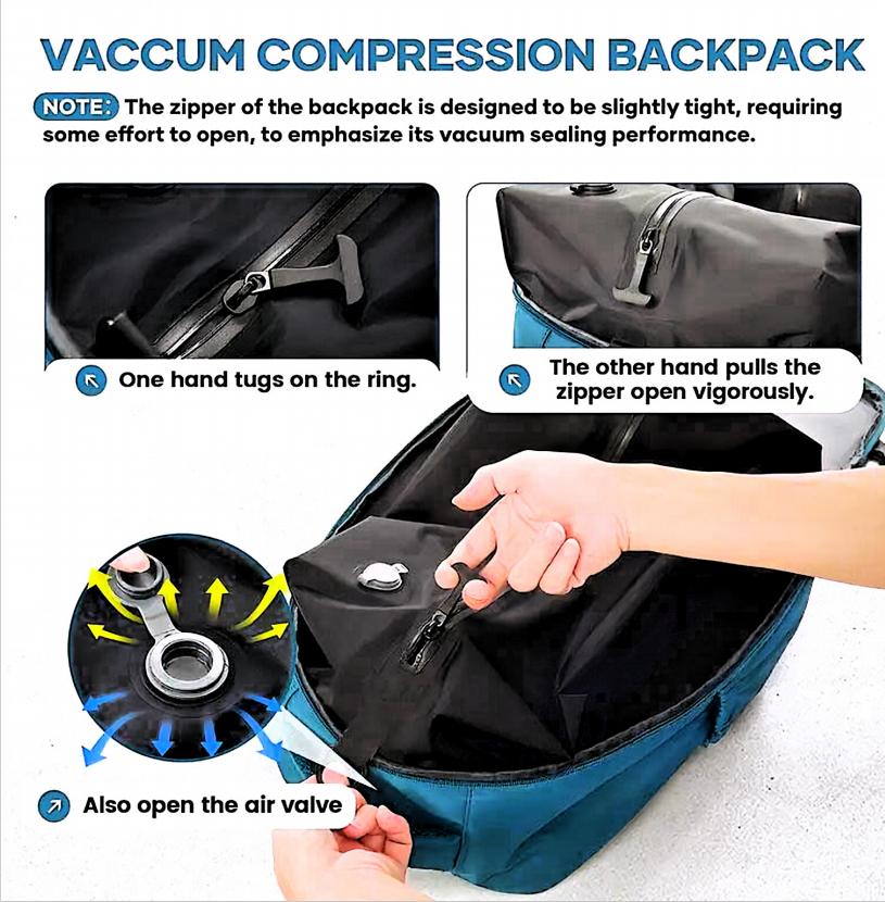 Dadamayar Vacuum Compression Backpack with Electric Pump & Detachable Liner Large Capacity Waterproof Travel Bag in Multiple Colors