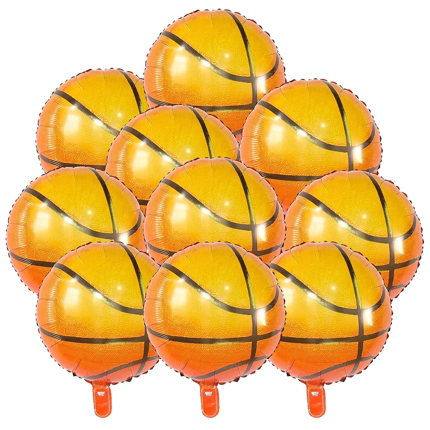 10-Pack 18-Inch Basketball Foil Balloons, Sports Theme Party Decor for Birthdays and Events