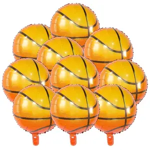10-Pack 18-Inch Basketball Foil Balloons, Sports Theme Party Decor for Birthdays and Events