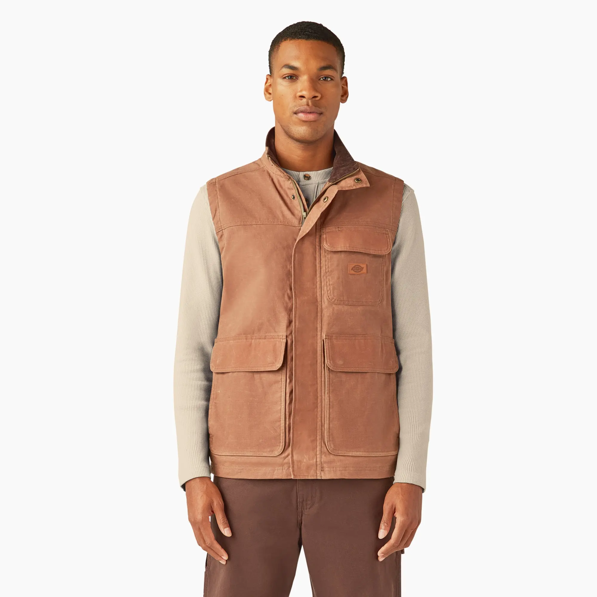 Dickies Fully Waxed Canvas Vest,Warm Lining,Utility Pockets,Classic Workwear Style Corduroy Duck