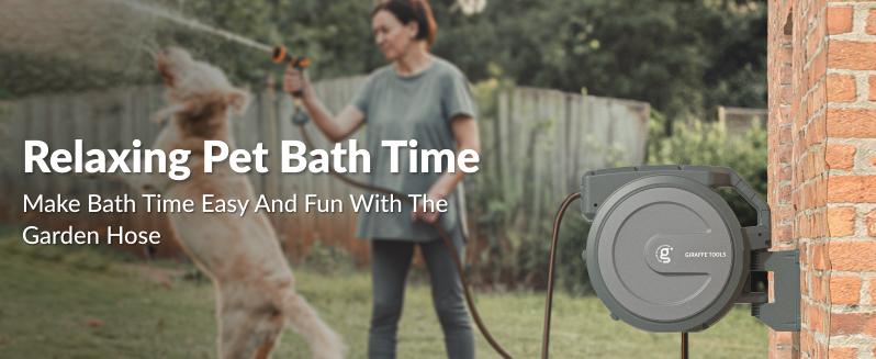 Giraffe Tools Retractable Garden Hose Reel 90ft Garden Water Hose Reel with Metal Bracket, Automatic Rewind System, 3-layer-hybrid hose, Lock at any lenghth Tangle-Free Kink-Free, 9-Pattern Nozzle, 180° Swivel Bracket Wall-Mounted