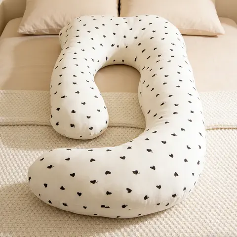 J-Shaped Pregnancy Pillow - Detachable Crystal Velvet Polyester Maternity Pillow with Abdominal Support, Ergonomic J-Shape Belly Hold, Lumbar Support for Maternity Care & Side-Lying Comfort