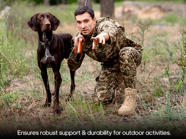 【WIDE FIT】NORTIV 8 Men's Military Tactical Boot Wide Fit Lightweight Comfortable All-Day Work Hiking Boots with Side Zipper & EVA Rubber Sole for Trekking Camping