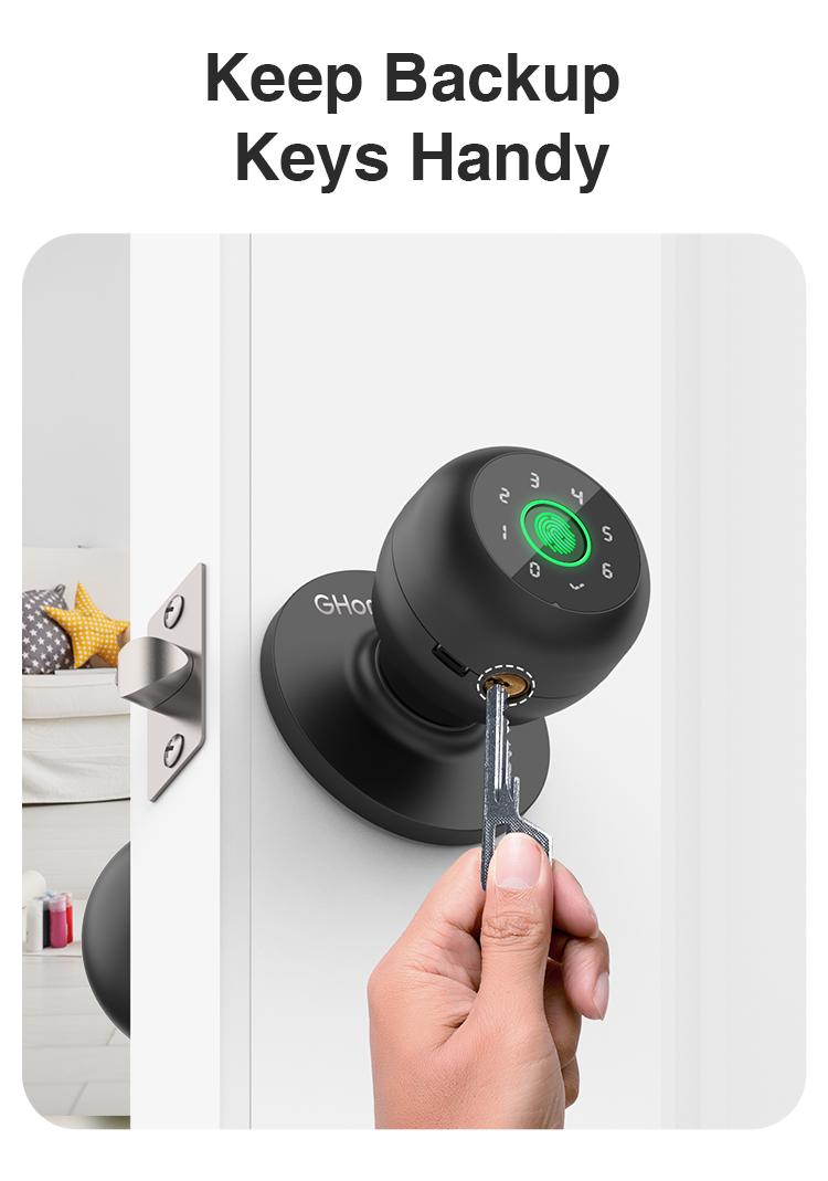 GHome Smart 4-in-1 Fingerprint Door Knob with Keypad, Biometric Smart Knob and App Control, Keyless Entry Door Lock with Password Function | TikTokShopBlackFriday