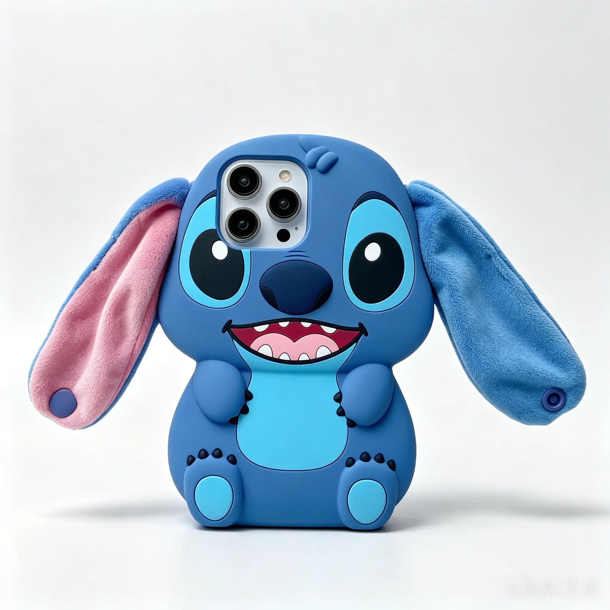 Disney Kawaii Stitch Big Ears Grip Case, Soft Silicone Protective Cover