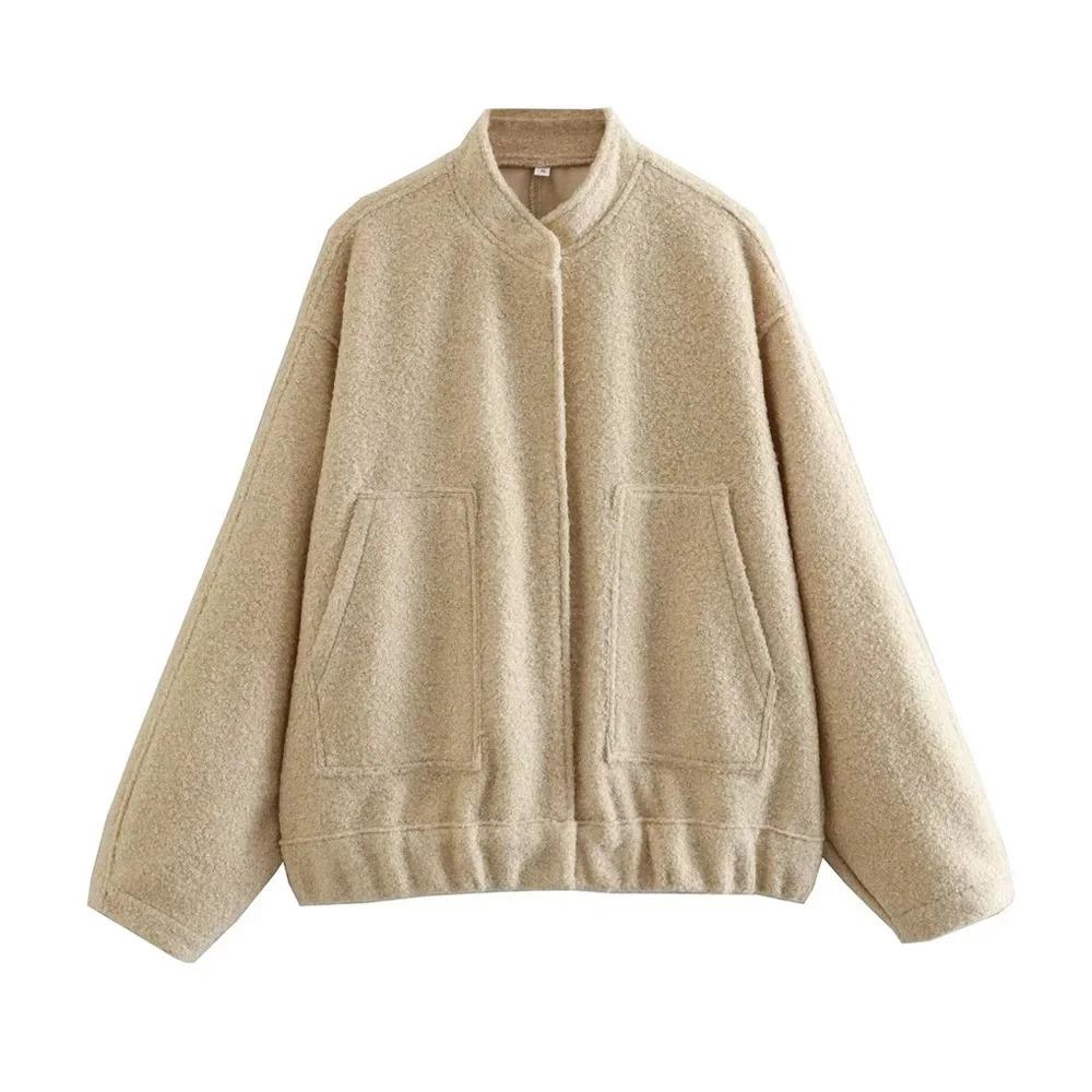 Women Fashion With Pockets Oversized Bomber Jacket Coat Vintage Long Sleeve Snap Button Female Outerwear Chic Tops allie faith tube top outfit tana halter top taraswrld halter top babydoll top Oversize Plaid Shacket Button-Down Women's Leather Flannel