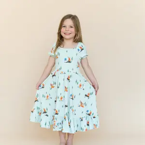 Puff Sleeve Twirl Dress in Winnie the Pooh Hundred Acre Wood