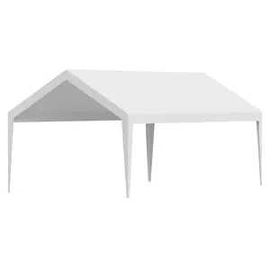 【fathersdaygift】VEVOR Carport Replacement Canopy, 12 x 20 ft Potable Garage Tent Top Tarp, UV-Resistant & Waterproof Car Shelter Tarp, Heavy Duty Car Port Cover with Ball Buggees, White, Frame Not Included