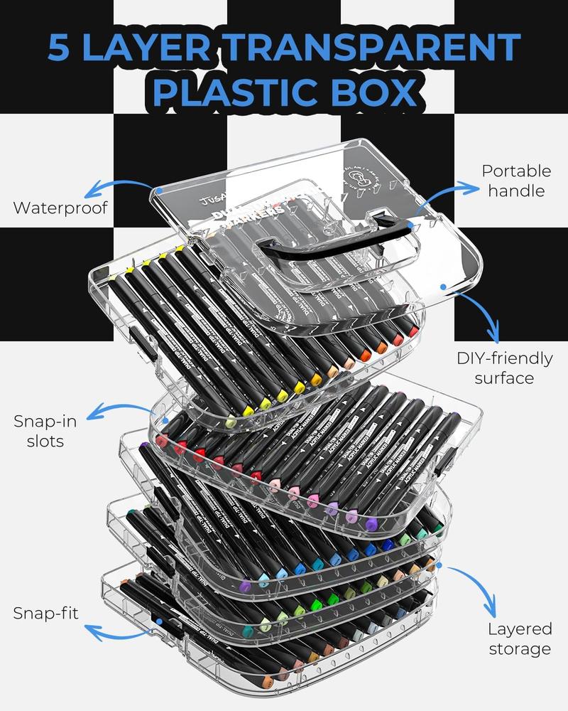 [JusArt] 60/36 Colors Dual Tip with Broad Tip and Brush Tip Pens, Automatic Ink Control Acrylic Paint Markers, Premium Paint Pens for Various Surfaces, Acrylic Paint Markers, Markers for Coloring, Art Supplies, Acrylic Marker, Coloring Supplies