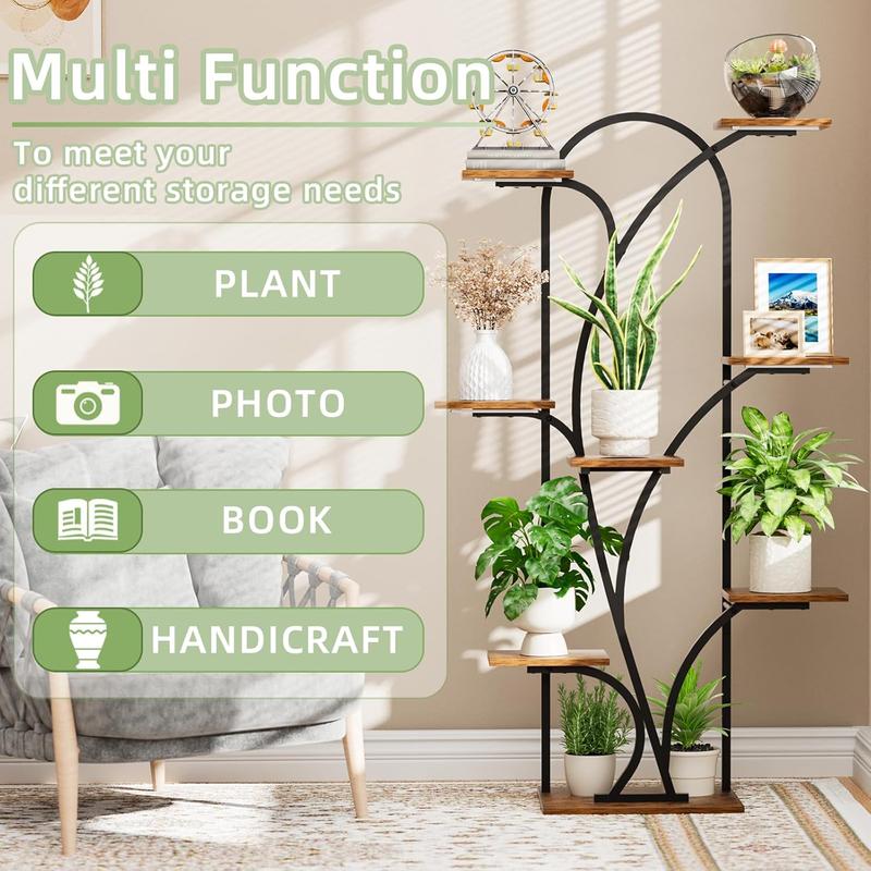 POZILAN Plant Stand Indoor with Grow Light, 55.6" Corner Plant Shelf Indoor, 8 Tiered Tall Plant Stands for Indoor Plants Display Rack Holder, Flower Stand for Balcony, Living Room