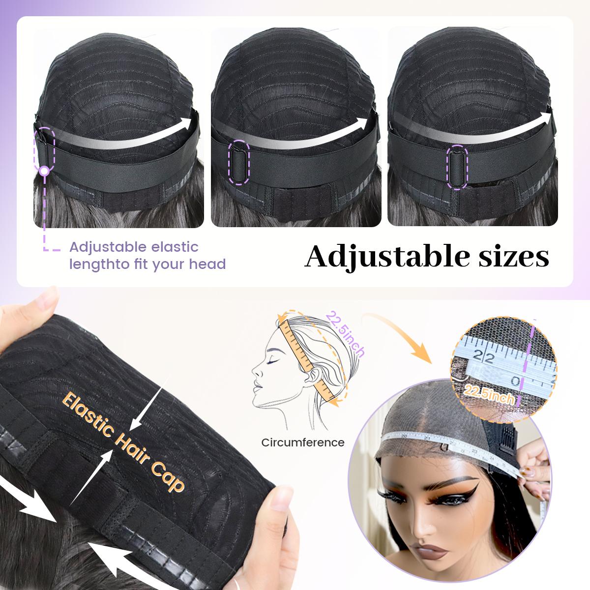 [Blend] Straight Layered Wigs with Bangs 6x4 Lace Front Wig Wear and Go Glueless Pre Style Realistic Look with True Scalp Tiny Knots 220% Density