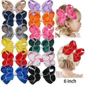 JoyBowie 12 pieces 6inch colorful bubble lace bow hairpins, girls' hair accessories, daily street party fashion hairpins.