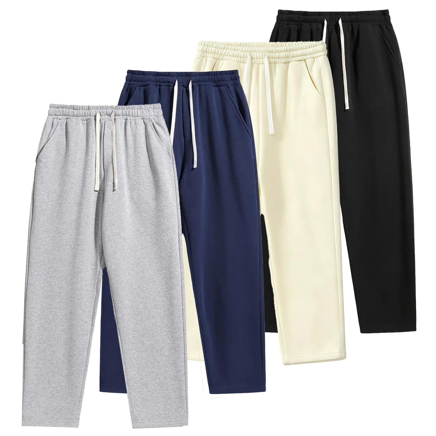 Men's Solid Thermal Lined Drawstring Waist Pants Casual Comfy Loose Fitting Trousers for Fall & Winter Daily Wear Relaxed Fit Menswearfall outfits men Socks Beige Blue Socks Plain men's work pants pantalones para hombre