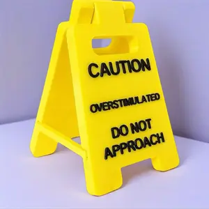 Caution Overstimulated, Do Not Approach Desk Sign – Funny Gift & Party Favor Office Home Decor