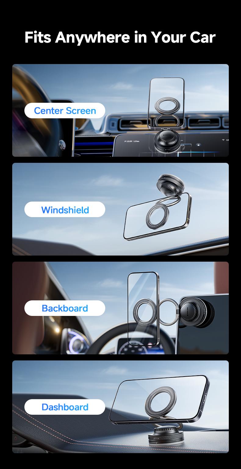 MAGIC JOHN 2-in-1 Magnetic Car Mount with Built-in Rose Fragrance | 360° Adjustable Phone Holder for Navigation | Fits Windshield, Dashboard, Mirrors & Smooth Surfaces