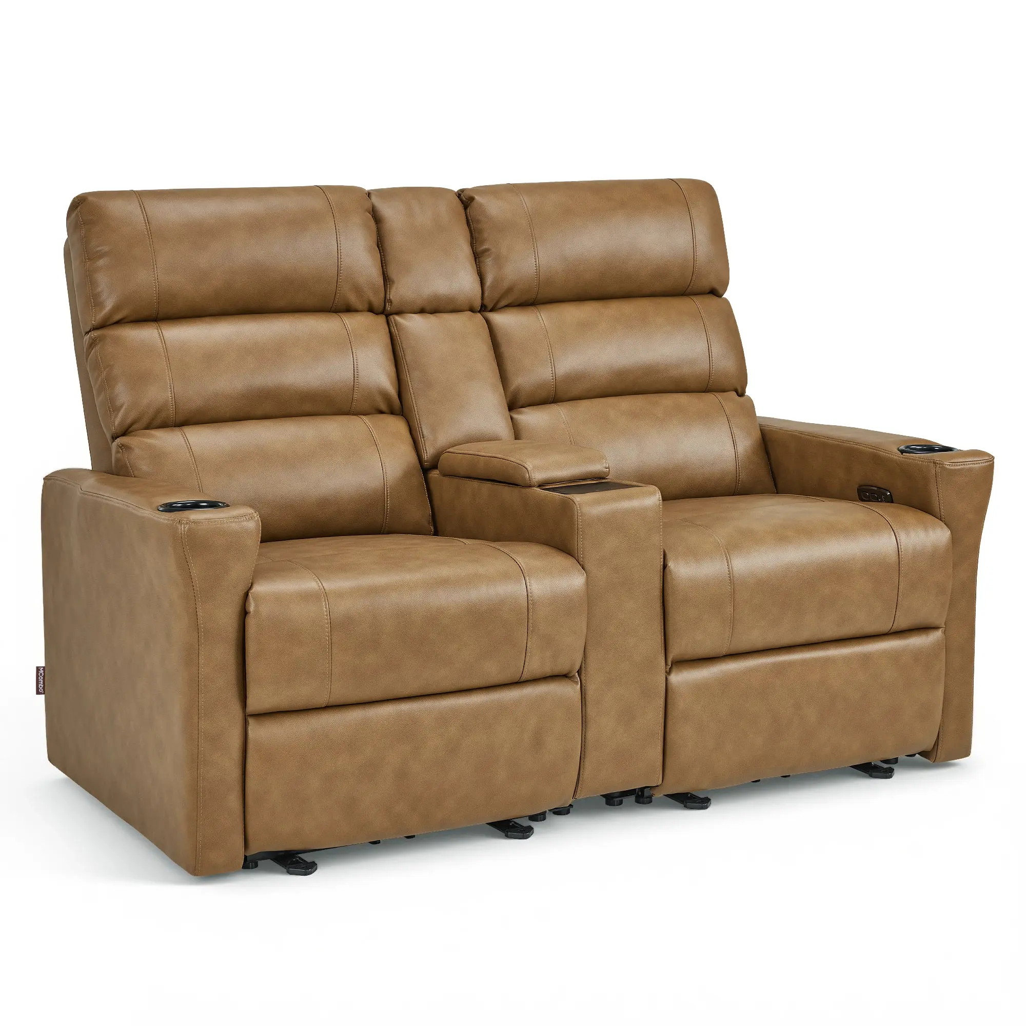 62.6" Power Reclining Space-Saving RV Wall Hugger Loveseat with Console, Comfy Couch, Faux Leather, Armrest, Storage, Wall Outlet, Assembly Required, Model PR781