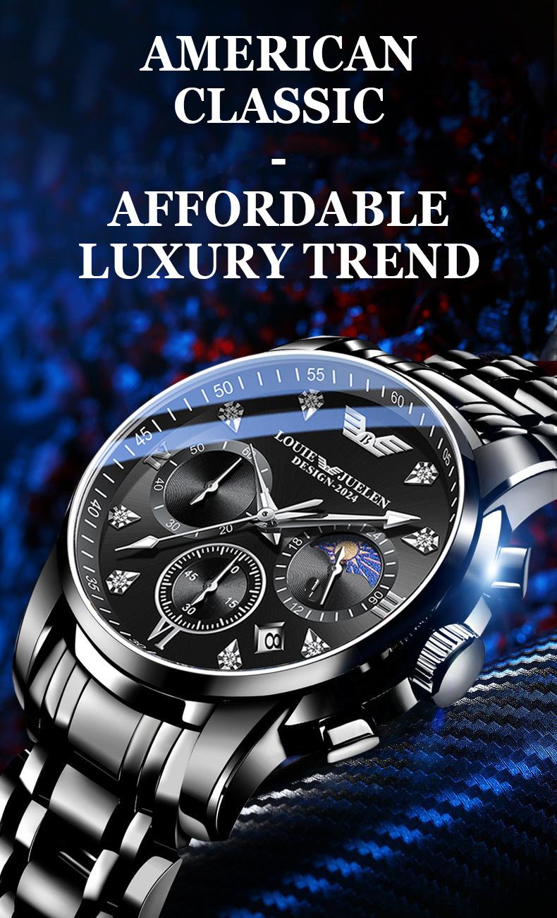 LOUIEJUELEN Elegance Men's Watch Swiss Precision 40mm Alloy Case Sapphire Crystal Stainless Steel Water-Resistant Shockproof Luminous Dial for Business Social Events