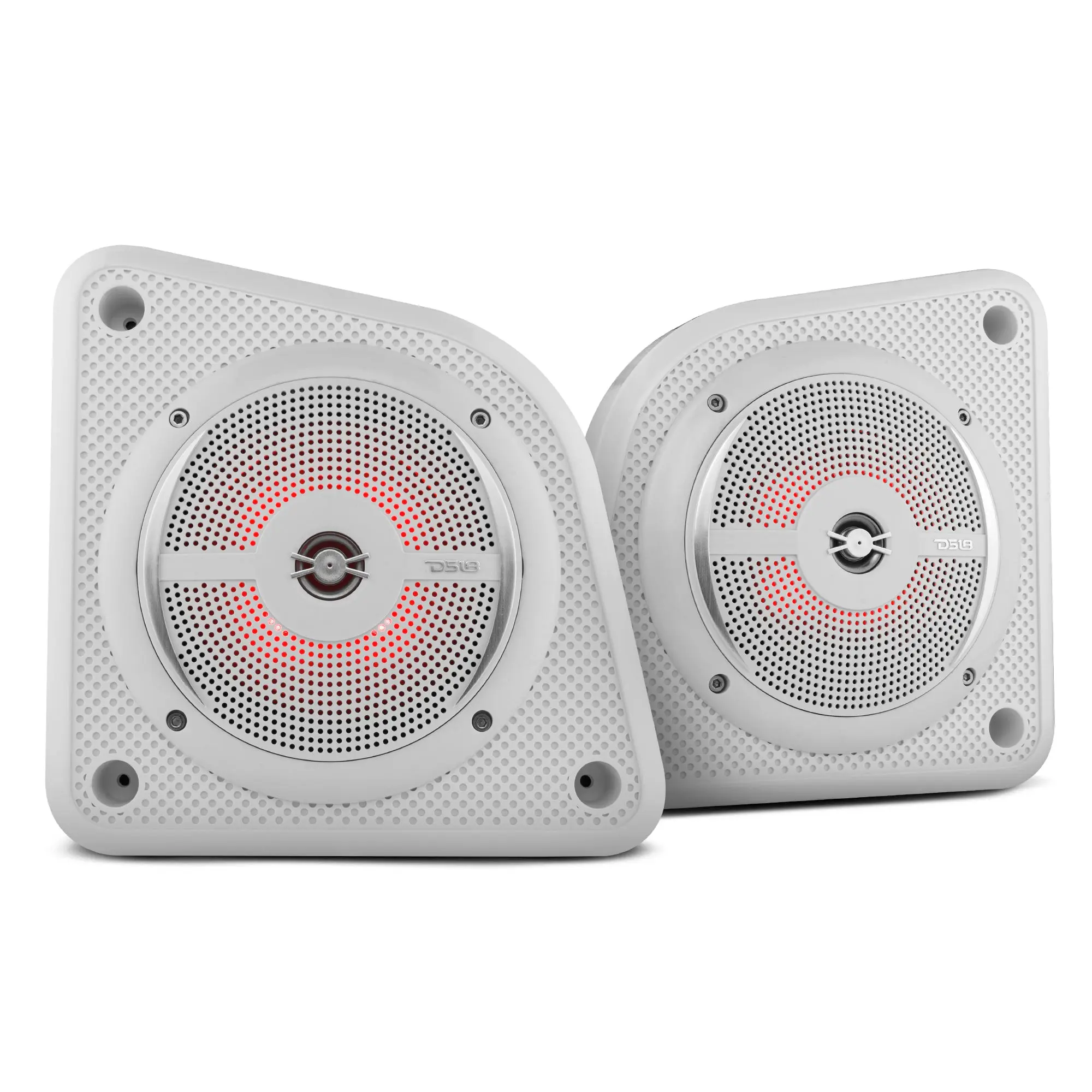 DS18 White Slim Loaded Audio Speaker Enclosure - Includes NXL-6L/WH Component, 4 Ohms, Waterproof, Customizable Watts Compatibility, Marine-Grade, Mountable to Any Hard Surface for Inside Home & Outside Patio
