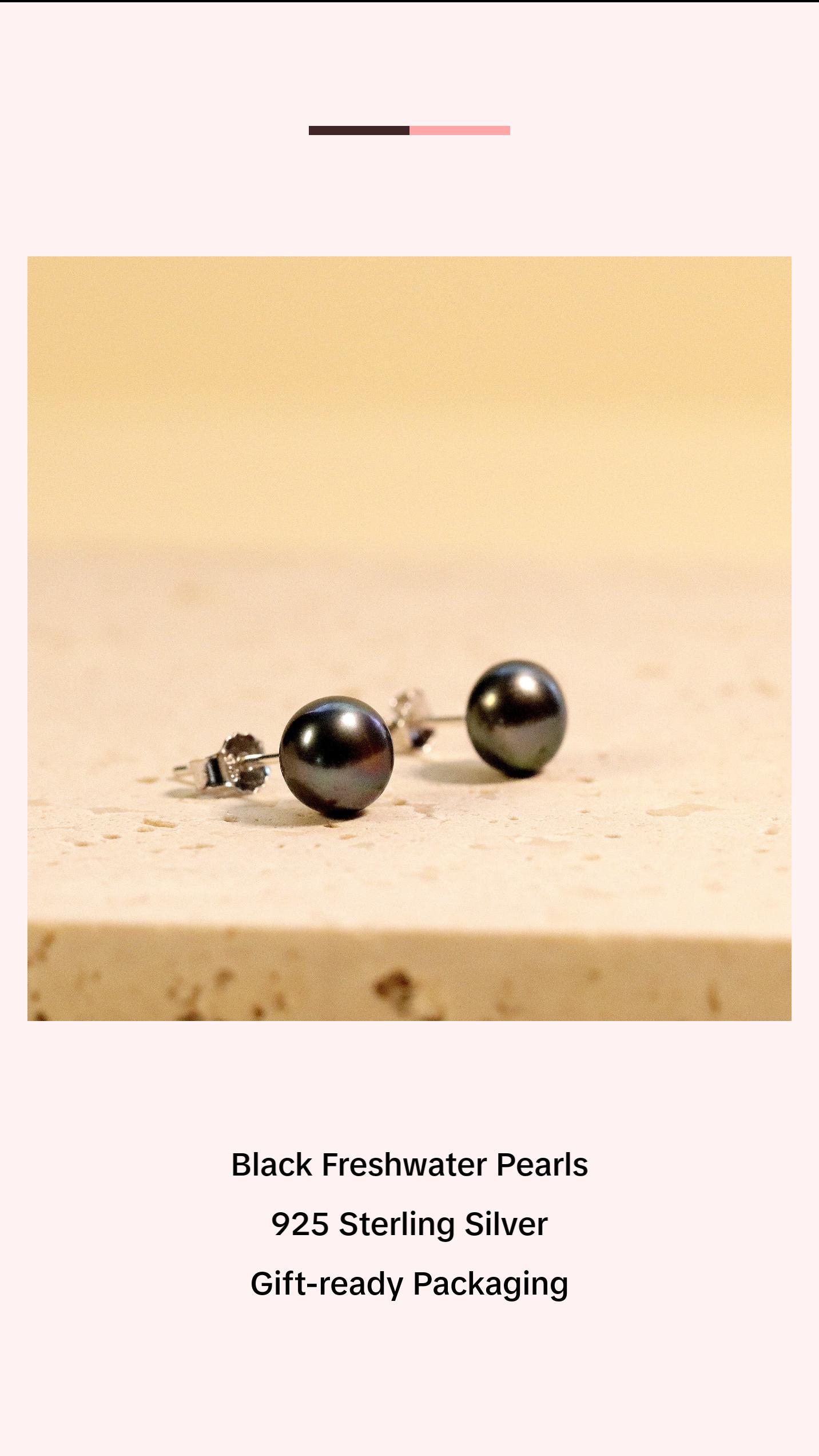 Black Freshwater 6mm Pearl Stud Earrings, Real Pearl Studs, Minimalist Style