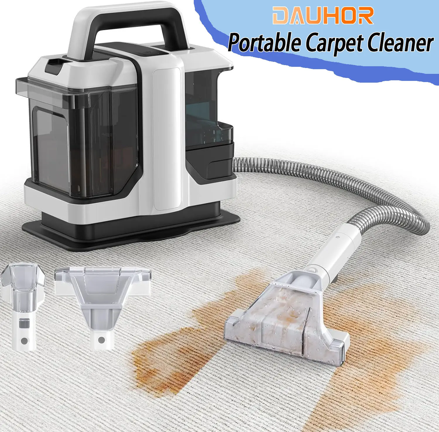 Newly Upgraded Multi-Functional Upholstery Cleaner - 450W Motor, 1080ml Water Tank, Dual-Size Brush Heads, Time & Effort Saving, Suitable for Car Seats, Heavy Sofas, Extends Furniture Lifespan, Extend Furniture Lifespan