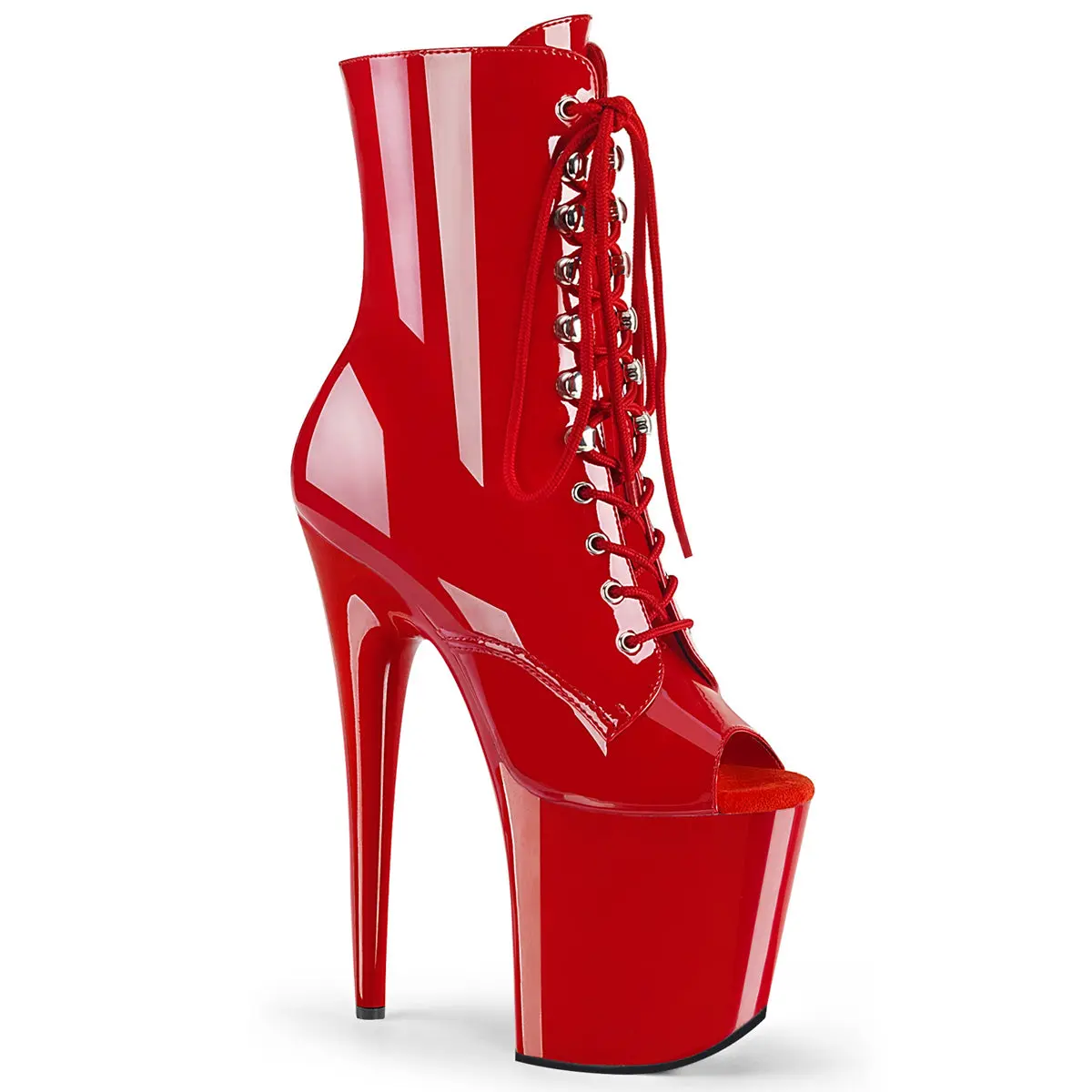 Pleaser Women's Flamingo-1021 Peep-Toe Ankle Boots with 8" Stiletto Heel and 4" Platform, Lace-Up All-Seasons Footwear