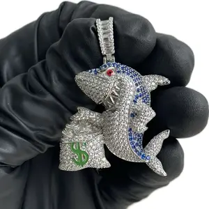 S925 Shark Shark pendant Cz stone