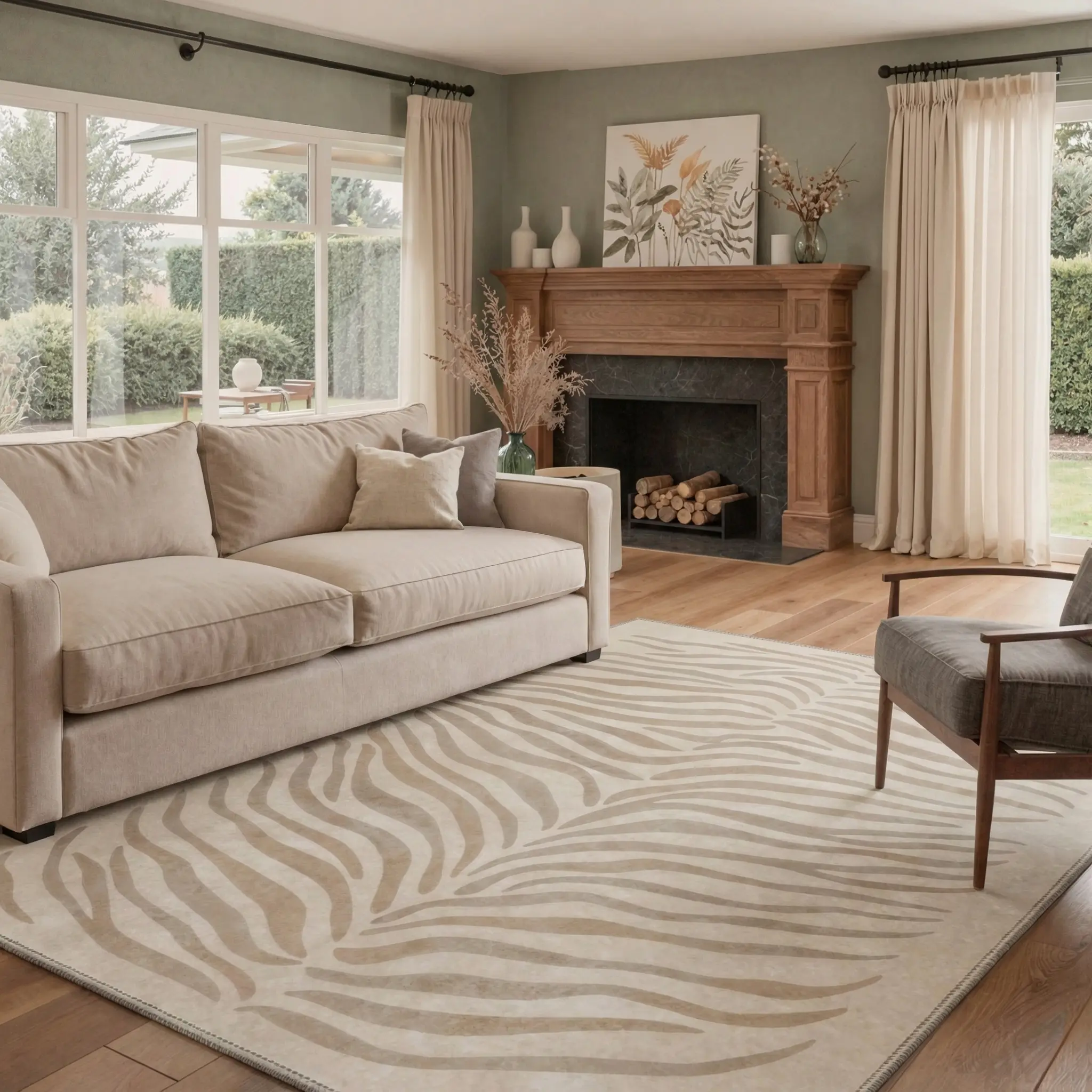 【Back To School】GENIMO Floor Rug – Machine Washable, Pet Friendly, Soft, Non-Slip Area Carpet, Perfect for Living Room, Bedroom, Kitchen, Hallway, Stylish Home Decor ,ARN1989-LINEN