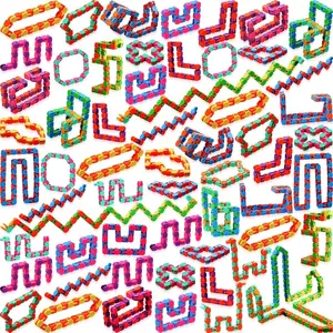 60 Packs Wacky Track Fidget Toy Fidget Links Colorful Snake Toy Gift for Kids Adult Autism Stress Relief Therapy Toys for Classroom Party Bag Filler Keep Mind Focused(Basic Color)