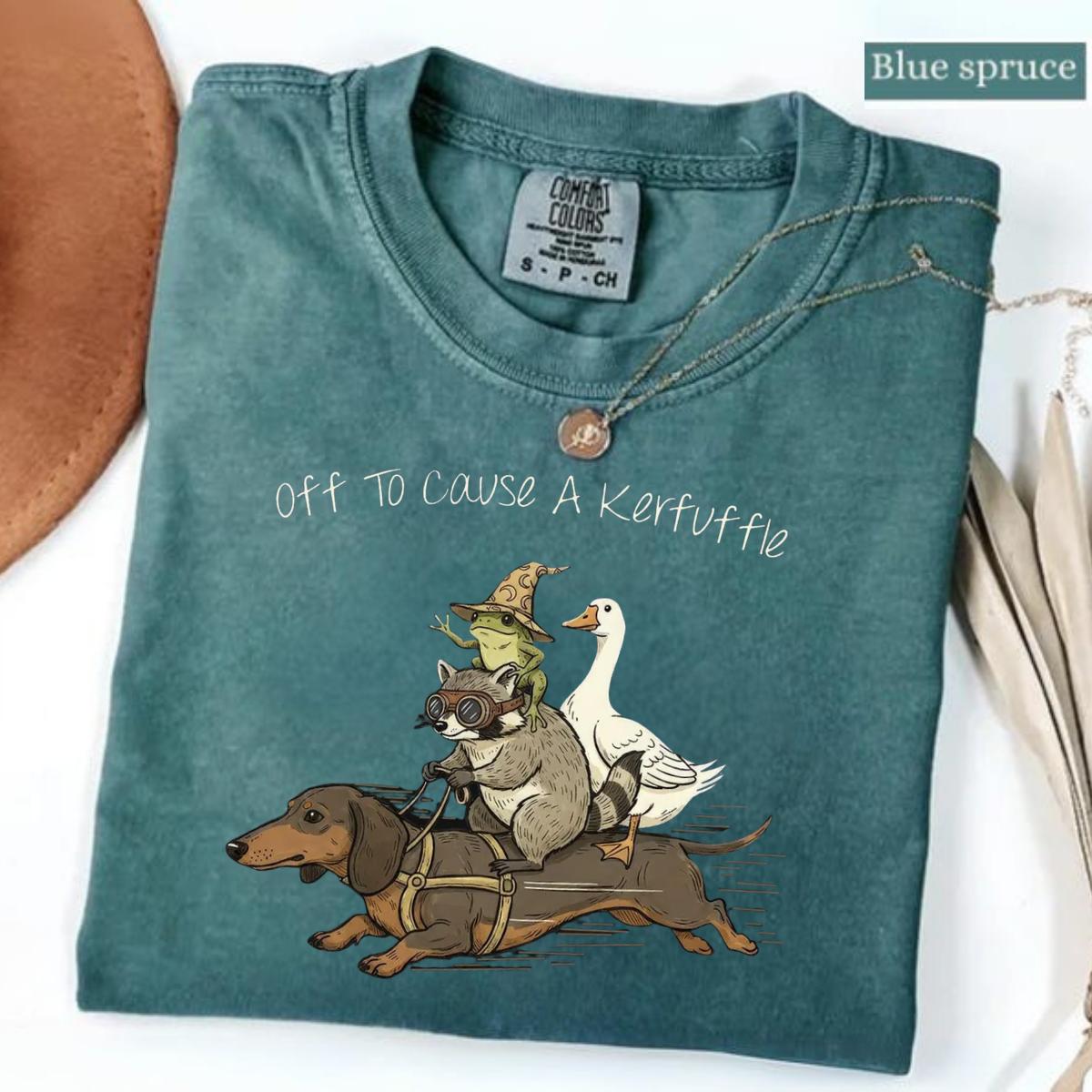 Comfort Colors Off To Cause A Kerfuffle T-Shirt, Funny Dachshund, Frog Meme, Raccoon Tee, Silly Goose, Short Sleeve Unisex T-Shirt Comfort Colors Off To Cause A Kerfuffle T-Shirt, Funny Dachshund, Frog Meme, Raccoon Tee, Silly Goose, Short Sleeve Unisex T-Shirt