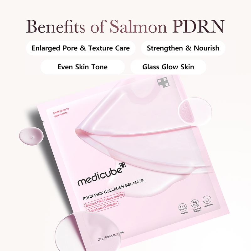 [medicube] PDRN Pink Collagen Gel Mask 4 Sheets Salmon DNA Color Changing Pink Glow Collagen Facial Mask Korean Skincare