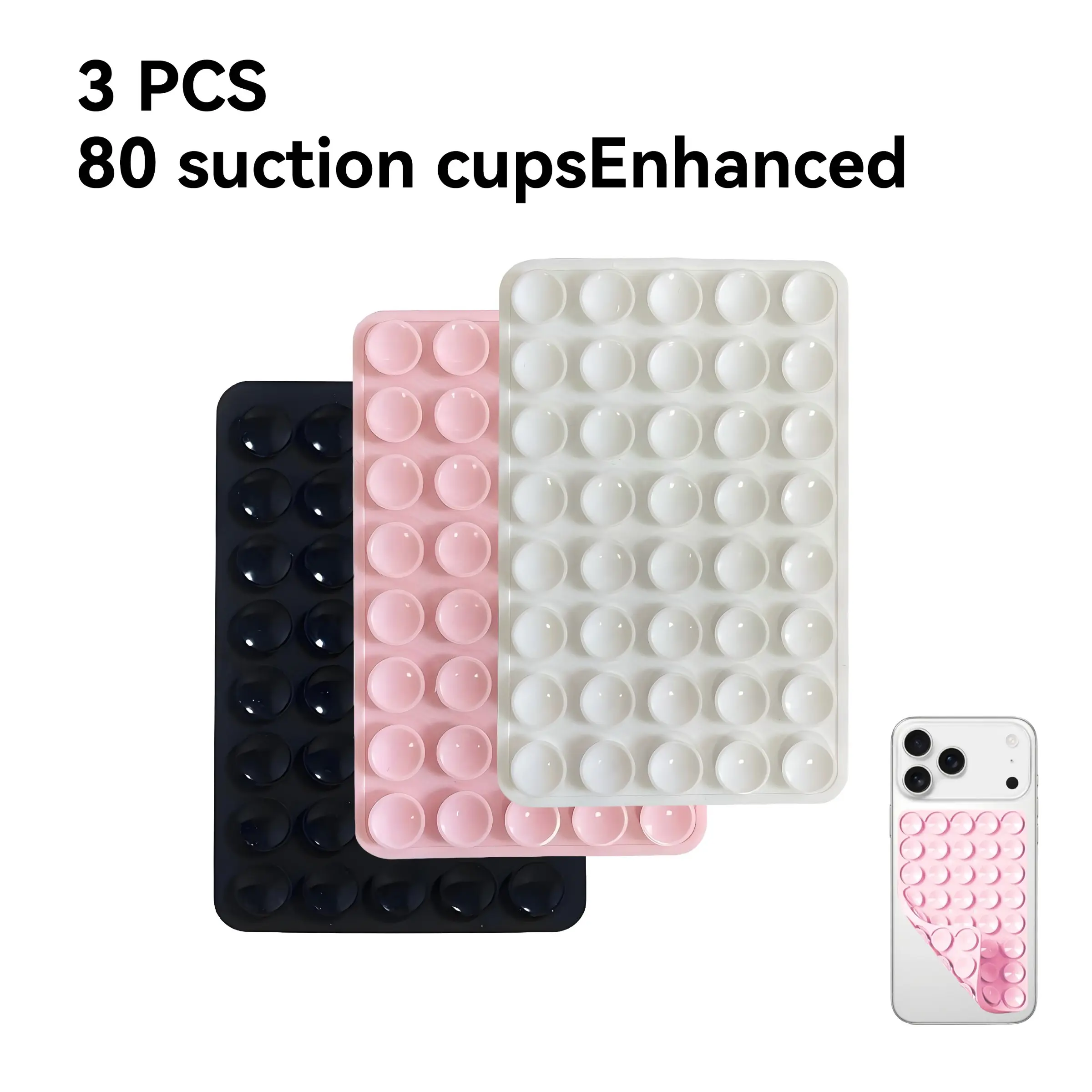 3 Pcs Silicone Octopus Phone Stand, Cell Phone Holder, Suction Cup Mount, 80 Suction Cups Design, Portable Compact Grip, Non-Slip Base, Strong Adhesive Installation