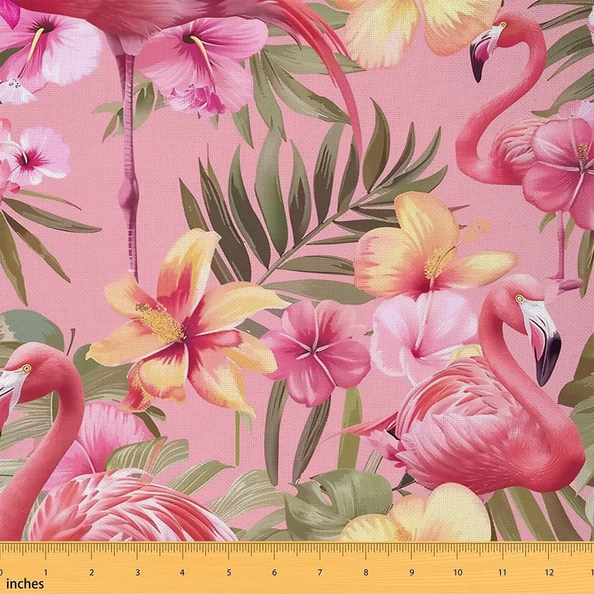 Pink Flamingo Fabric by The Yard Watercolor Tropical Wild Animal Fabric for Upholstery and Home DIY Projects Palm Leaves Rustic Floral Plants Fabric for Chairs Curtains Lamp Shade