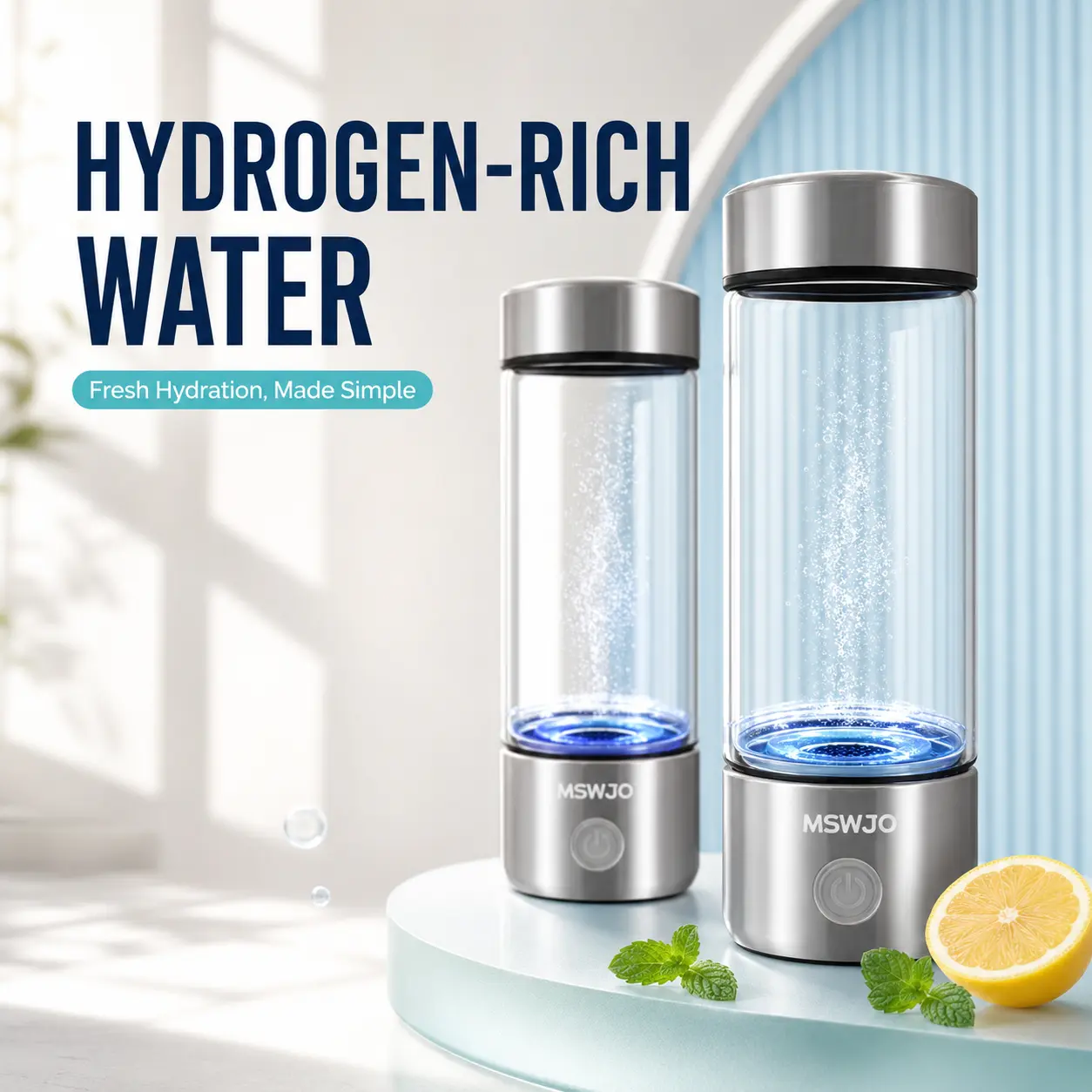 2026 New Hydrogen Water Bottle,2PS Hydrohealth Hydrogen Water Generator with SPE Pem Technology  Up to 5000 PPB Water Ionizer for Home, Office, Daily Drinking