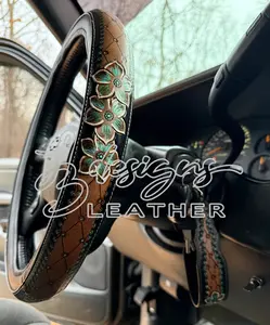 Turquoise Blossom Steering Wheel Cover