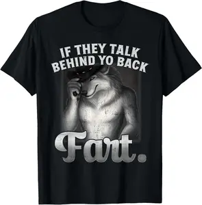 Unisex Comfy "Fart Wolf" Graphic Tee - Viral Relatable Wolf Meme Casual Short Sleeve