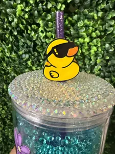 duck with glasses straw topper