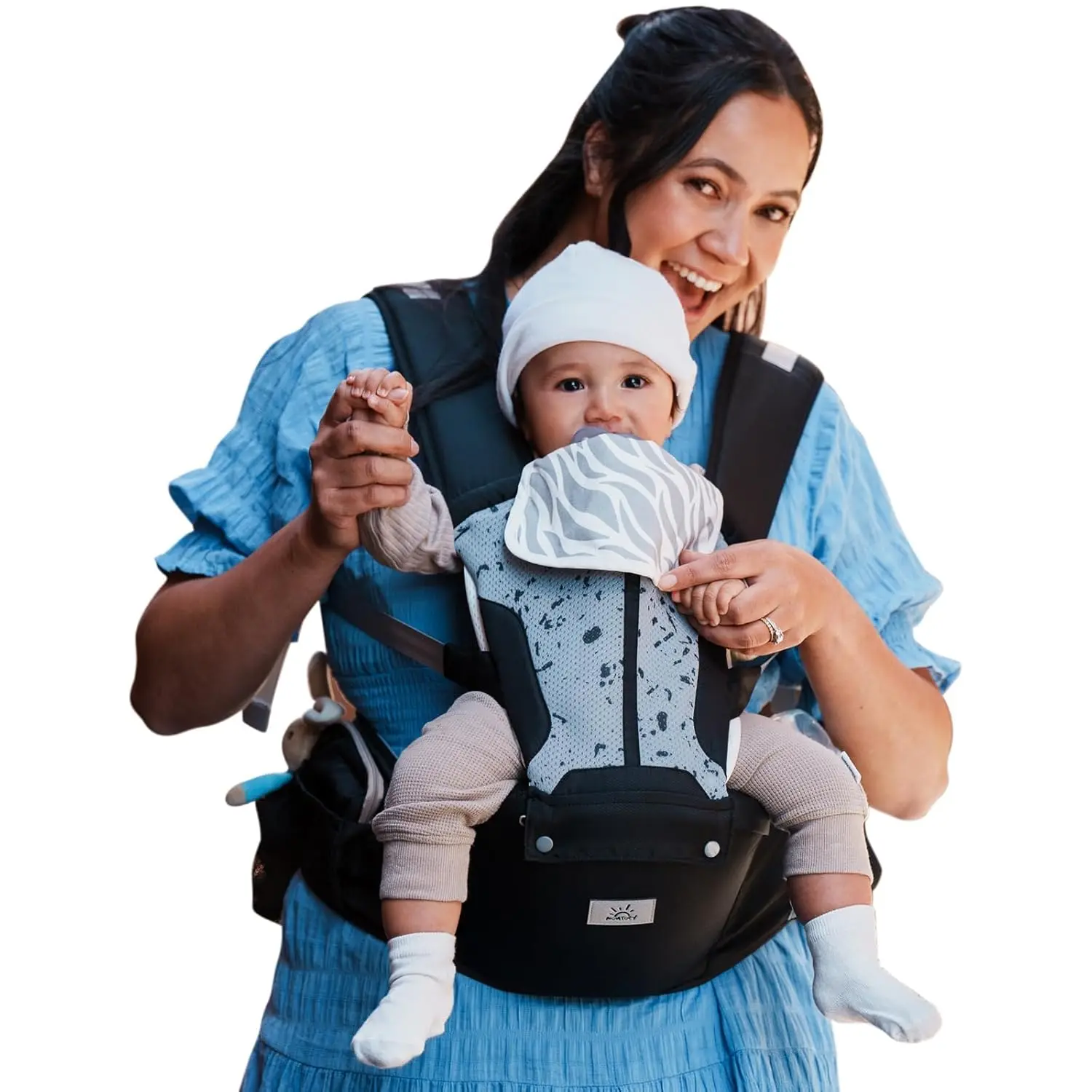 #SummerVibes Baby Carrier, Safety-Certified 6-in-1 Baby Carrier Newborn to Toddler, Adjustable Detachable Infant Baby Hip Seat Carrier for 7-50lbs, All Seasons, Perfect for Shopping Travelling./bck01