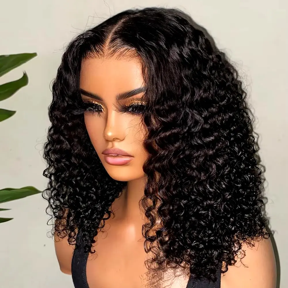 CORIIANA Curly Short Bob Glueless Wigs Human Hair Ready To Wear Deep Wave Human Hair Wig Wet An Wavy 6x4 HD Lace Closure Wigs For Black Women Pre Plucked Beginner Friendly 180%