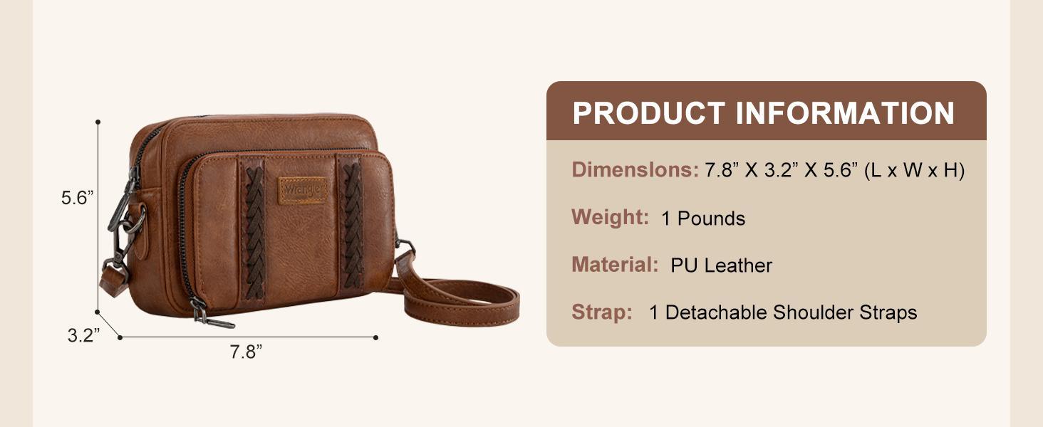 Wrangler Crossbody Bag for Women Shoulder Purse Small Multi Pocket Crossover Bag with Adjustable Strap