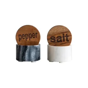 Salt and Pepper Container with Wood Lid