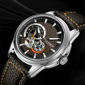 Automatic Watches for Men, Skeleton Watches for Men Analog Tourbillon Watch Wandering Earth Series Colored Rhinestone Mechanical Watch Black Silicone Strap The Ideal Gift