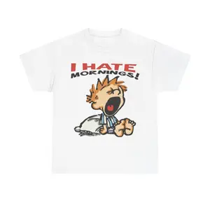 Oversized Vintage I Hate Mornings Tshirt, Retro Cartoon Tshirt, Baggy Fit Graphic Tee, Vintage Tshirt, Trendy Tshirt, Y2K, Vintage 90s Tee